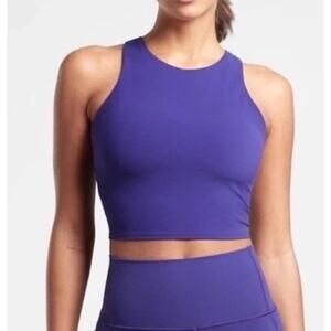 Athleta Women’s Purple  Conscious Crop short bra tank Sz S Padded Soft Active
